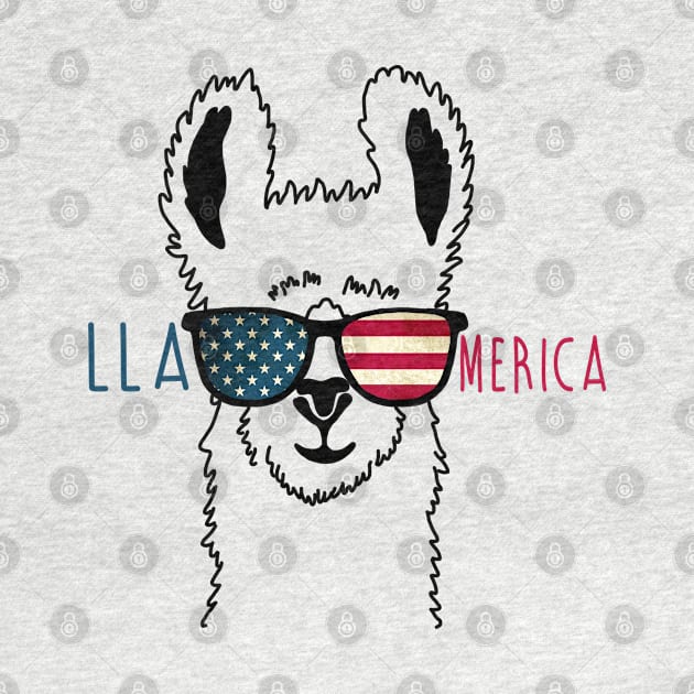 Llamerica 4th Of July by Luna Illustration